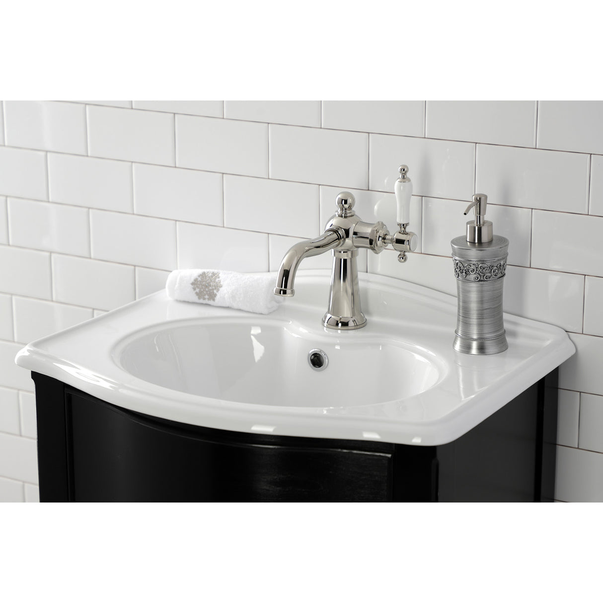 Kingston Brass KS154KLPN Nautical Single-Handle Bathroom Faucet with Push Pop-Up, Polished Nickel