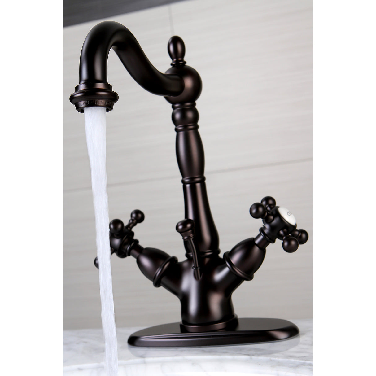 Kingston Brass KS1435BX Vintage Two-Handle Bathroom Faucet with Brass Pop-Up and Cover Plate, Oil Rubbed Bronze