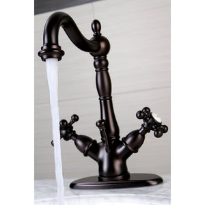 Kingston Brass KS1435BX Vintage Two-Handle Bathroom Faucet with Brass Pop-Up and Cover Plate, Oil Rubbed Bronze