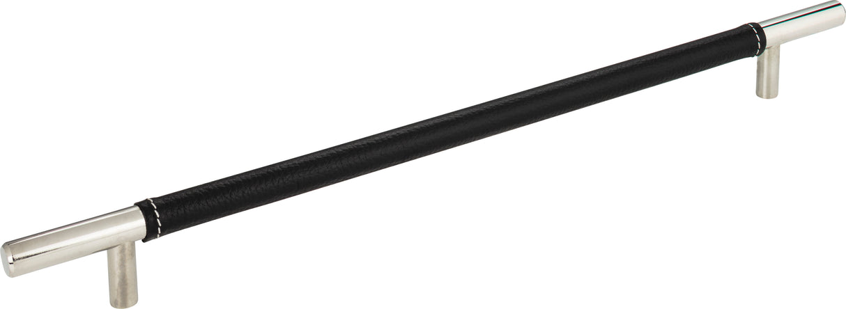 Atlas Homewares Zanzibar Black Leather Pull 11 5/16 Inch (c-c) Polished Chrome