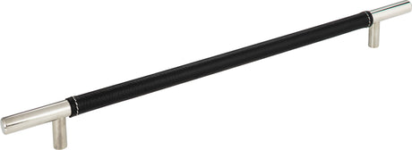 Atlas Homewares Zanzibar Black Leather Pull 11 5/16 Inch (c-c) Polished Chrome