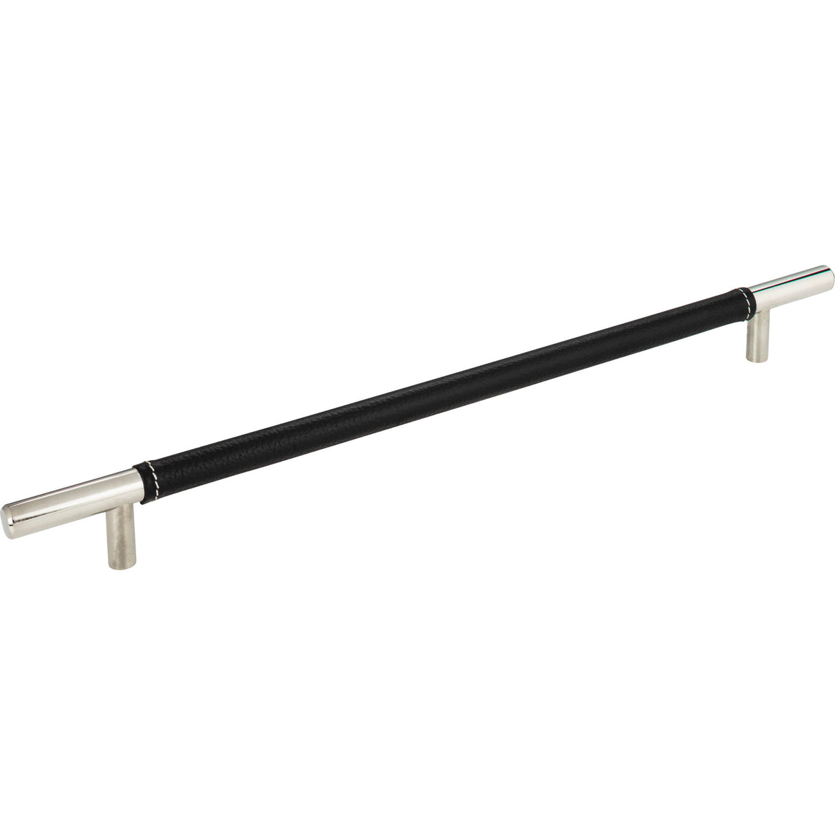 Atlas Homewares Zanzibar Black Leather Pull 11 5/16 Inch (c-c) Polished Chrome