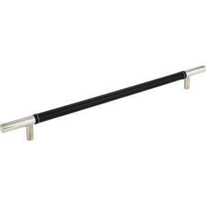 Atlas Homewares Zanzibar Black Leather Pull 11 5/16 Inch (c-c) Polished Chrome