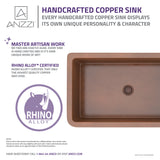 ANZZI SK-017 Thracian Farmhouse Handmade Copper 36 in. 0-Hole Single Bowl Kitchen Sink with Flower Design Panel in Polished Antique Copper