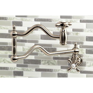 Kingston Brass KS2108AX Heritage Wall Mount Pot Filler, Brushed Nickel