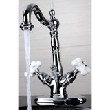 Kingston Brass KS1431PX Heritage Two-Handle Bathroom Faucet with Brass Pop-Up and Cover Plate, Polished Chrome
