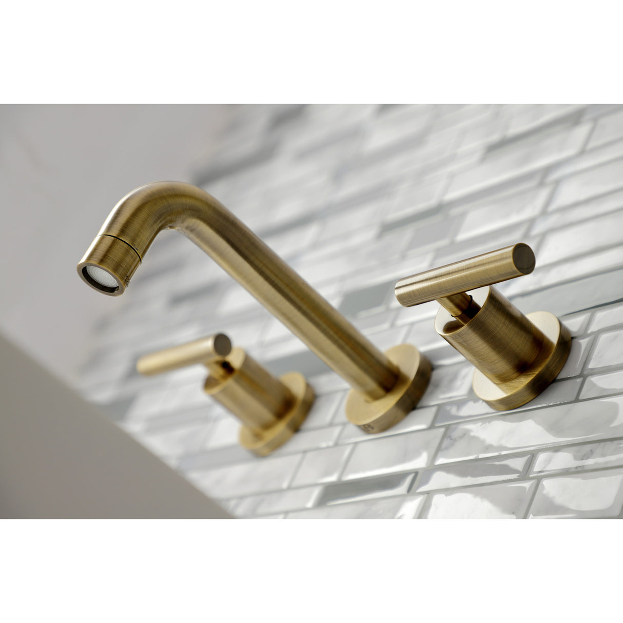 Kingston Brass KS8123CML Manhattan 2-Handle 8 in. Wall Mount Bathroom Faucet, Antique Brass