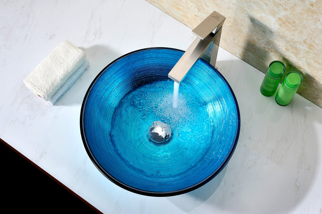 ANZZI LS-AZ8099 Taba Series Deco-Glass Vessel Sink in Lustrous Blue