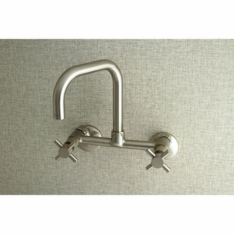 Kingston Brass KS413SN Concord 8-Inch Adjustable Center Wall Mount Kitchen Faucet, Brushed Nickel