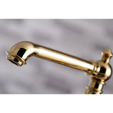Kingston Brass KS7272AXBS English Country 8" Bridge Kitchen Faucet with Sprayer, Polished Brass