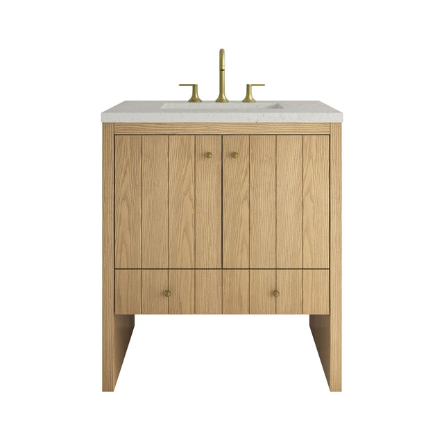 Hudson 30" Single Vanity, Light Natural Oak w/ 3 CM Lime Delight Silestone Top