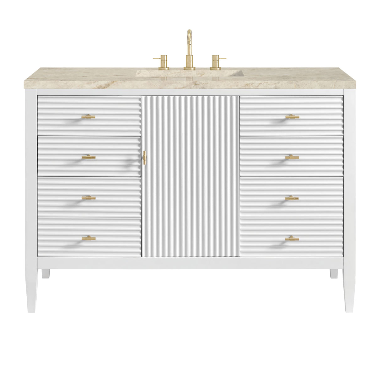 Myrrin 48" Single Vanity, Bright White, w/ 3 CM Tajnar Eclos Top w/FreePower Wireless Charger