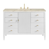 Myrrin 48" Single Vanity, Bright White, w/ 3 CM Tajnar Eclos Top w/FreePower Wireless Charger