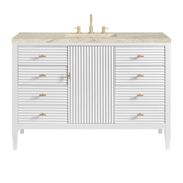 Myrrin 48" Single Vanity, Bright White, w/ 3 CM Tajnar Eclos Top w/FreePower Wireless Charger