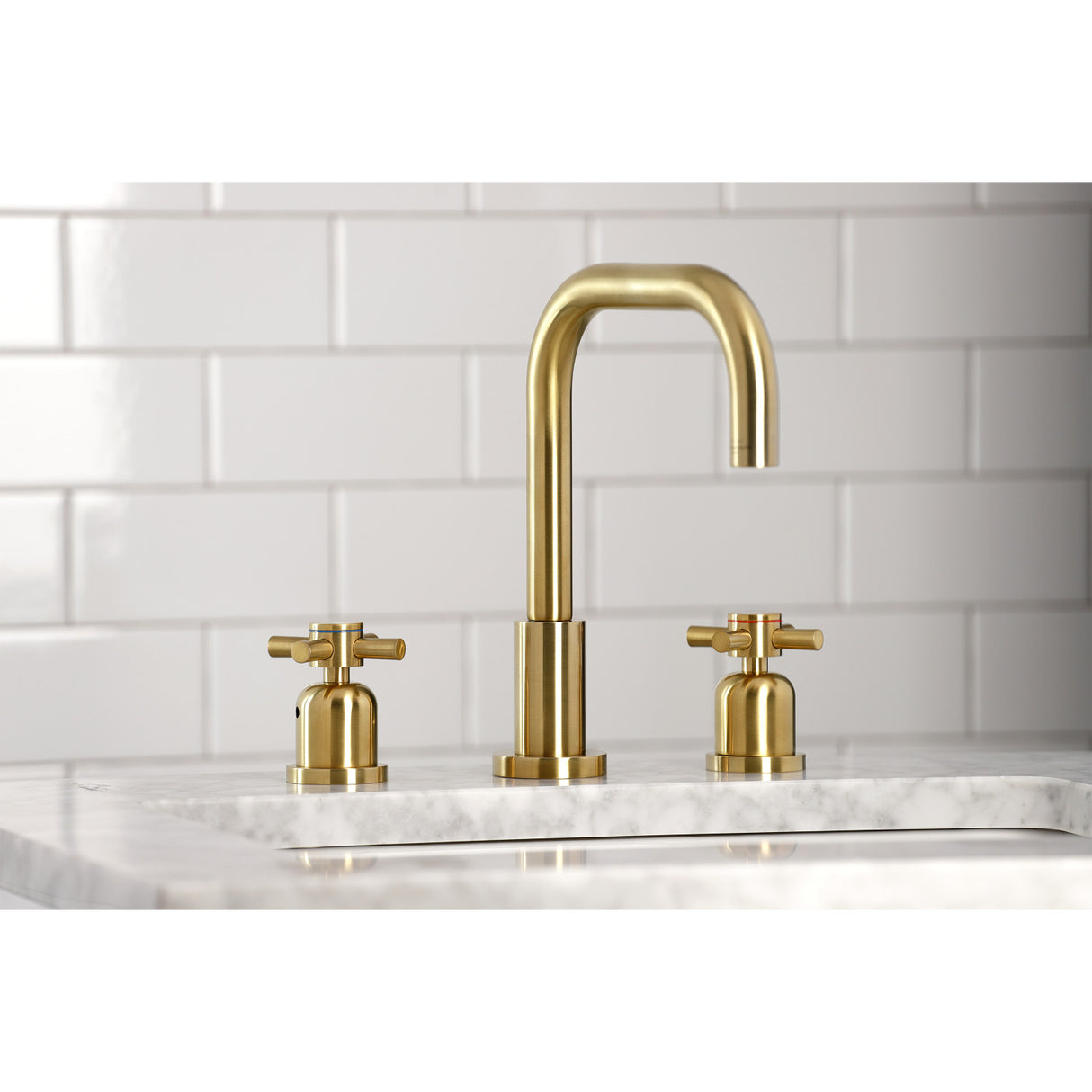 Kingston Brass FSC8933DX Concord Widespread Bathroom Faucet with Brass Pop-Up, Brushed Brass