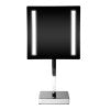 ALFI brand ABM8FLED-PC Polished Chrome Tabletop Square 8" 5x Magnifying Cosmetic Mirror with Light