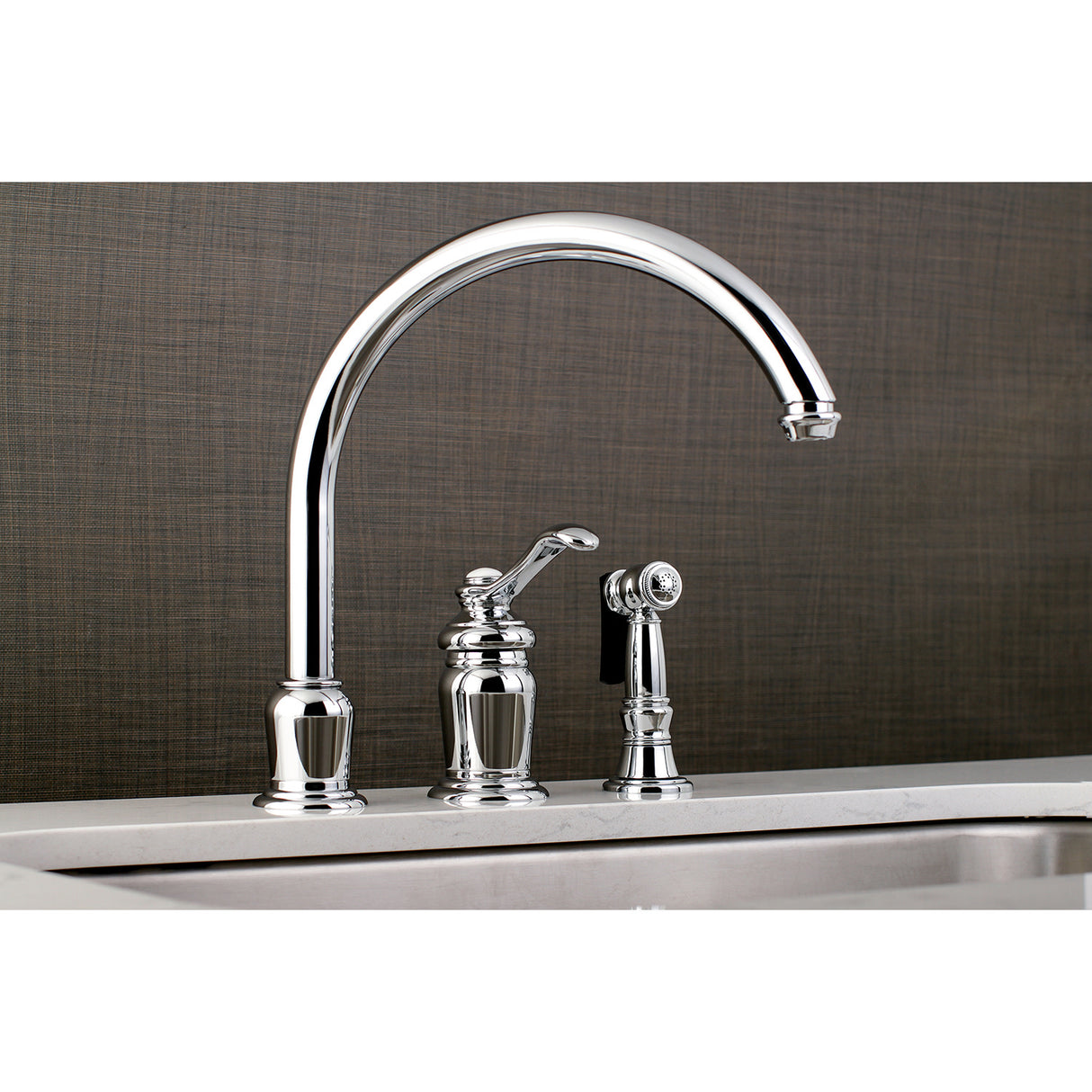 Kingston Brass KS7821TLBS Templeton Single-Handle Widespread Kitchen Faucet, Polished Chrome