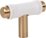 Atlas Homewares Zanzibar White Leather Knob 1 7/8 Inch Warm Brass