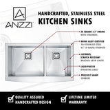 ANZZI KAZ36203AS-042 Elysian Farmhouse 36 in. 60/40 Double Bowl Kitchen Sink with Faucet in Brushed Nickel