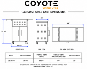 Coyote C3CH36CT Cart for 36" Charcoal Grill, Stainless Steel - image 3