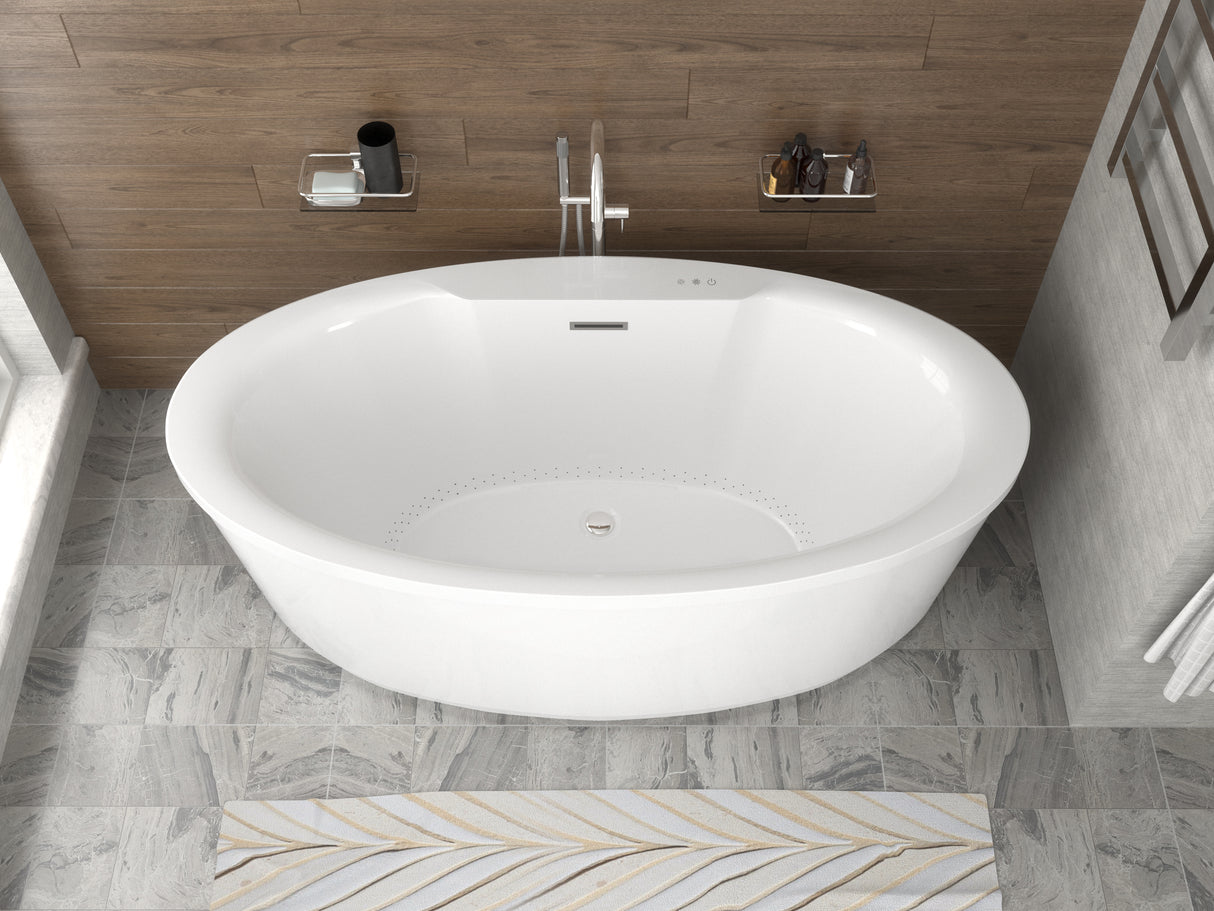 ANZZI FT-AZ077 Jarvis Series 67" Air Jetted Freestanding Acrylic Bathtub in White