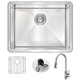 ANZZI KAZ2318-044 VANGUARD Undermount Stainless Steel 23 in. Single Bowl Kitchen Sink and Faucet Set with Sails Faucet in Polished Chrome