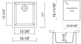 ALFI brand AB1720UM-W White 17" Undermount Rectangular Granite Composite Kitchen Prep Sink