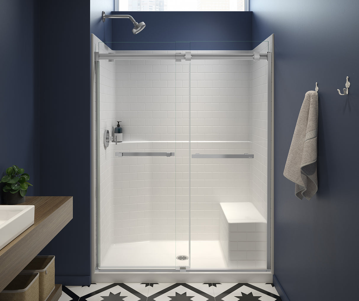 MAAX 106922-000-002-101 16034STTS 60 x 35 AcrylX Alcove Center Drain One-Piece Shower in White