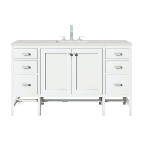 Addison 60" Single Vanity, Glossy White w/ 3 CM Lime Delight Silestone Top