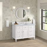 Lorelai 48" Single Vanity, Bright White w/ 3 CM Carrara White Marble Top