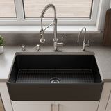 Black Matte Smooth Apron 36" x 18" Single Bowl Fireclay Farm Sink