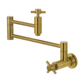 Kingston Brass KS8107DX Concord Wall Mount Pot Filler Kitchen Faucet, Brushed Brass