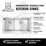 ANZZI K-AZ3620-3B ELYSIAN Series 36 in. Farm House 40/60 Dual Basin Handmade Stainless Steel Kitchen Sink