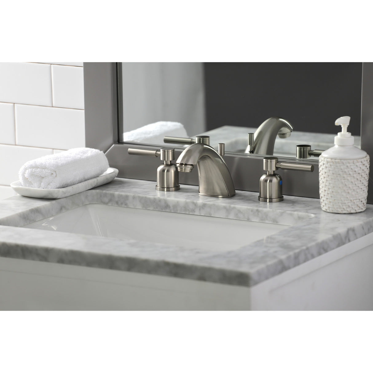 Kingston Brass FB8958DL Concord Widespread Bathroom Faucet, Brushed Nickel