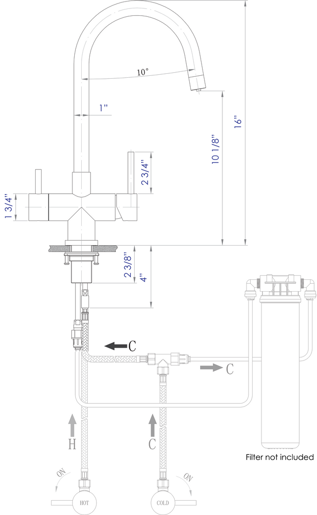 ALFI brand AB2042-PSS Polished Stainless Steel Kitchen Faucet/Drinking Water