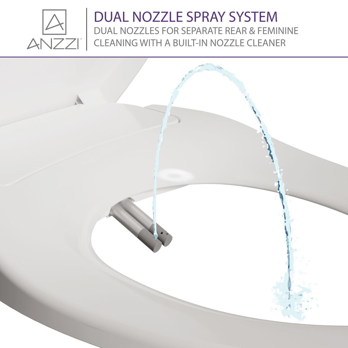 ANZZI TL-MBSRN201WH Troy Series Non-Electric Bidet Seat for Toilets in White with Dual Nozzle, Built-In Side Lever and Soft Close