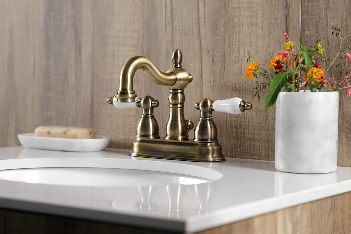 Kingston Brass KB1603PL Heritage 4 in. Centerset Bathroom Faucet, Antique Brass