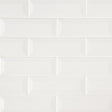 Whisper white beveled 12X12 ceramic mesh mounted mosaic wall tile SMOT-PT-WW-2X6B product shot multiple tiles angle view