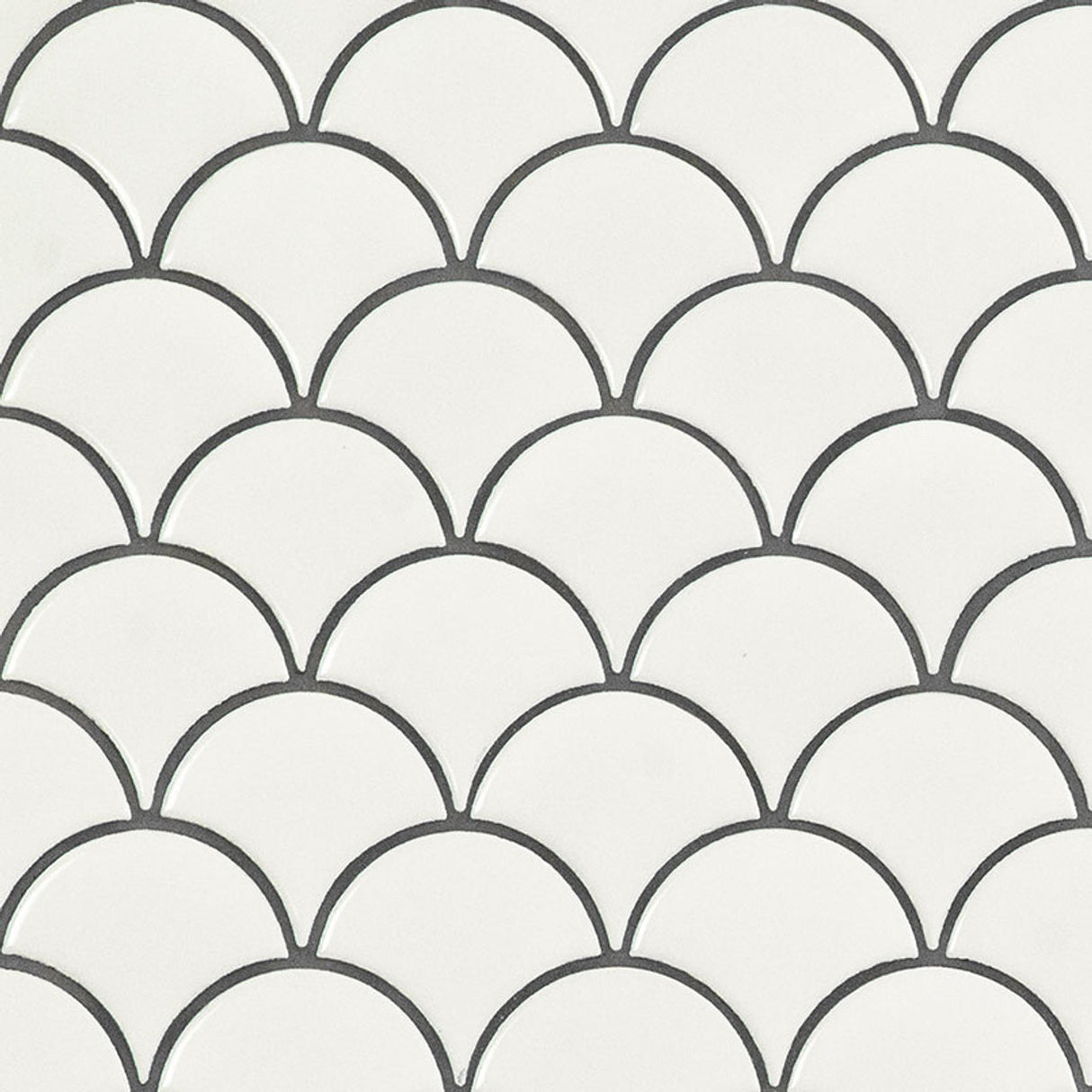 Retro Scallop Bianco Porcelain Mesh-Mounted Mosaic Tile 9.96" x 13.11" Glossy -MSI Collection DOMINO WHITE GLOSSY SCALLOP MOSAIC (BOX OF 15 PCS) (Case)