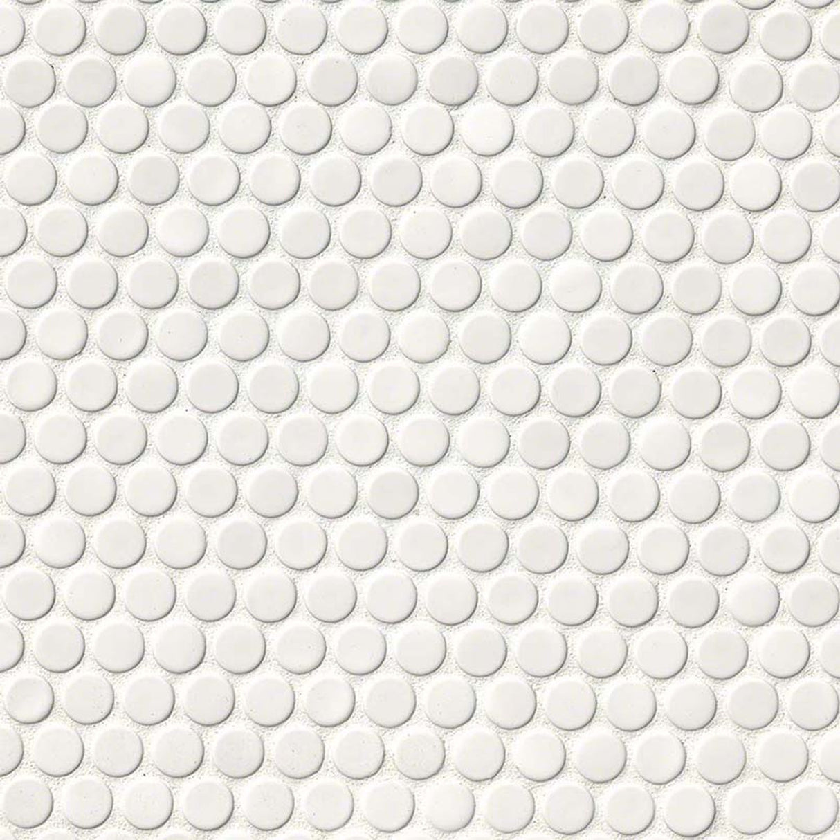 Penny round bianco 11.5X11.63 matte porcelain mesh mounted mosaic tile SMOT-PT-PENRD-BIAM product shot multiple tiles angle view
