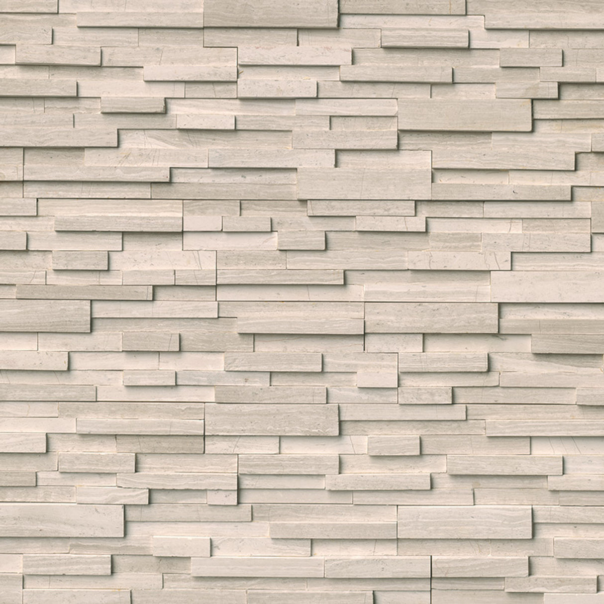 White oak 3D ledger panel 6X24 honed marble wall tile LPNLMWHIOAK624 3DH product shot multiple tiles angle view