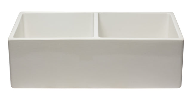 ALFI brand AB3318DB-W 33 inch White Reversible Double Fireclay Farmhouse Kitchen Sink