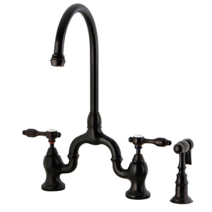 Kingston Brass KS7795TALBS Bridge Kitchen Faucet with Brass Sprayer, Oil Rubbed Bronze