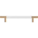 Atlas Homewares Zanzibar White Leather Pull 6 5/16 Inch (c-c) Warm Brass