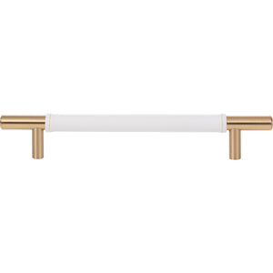 Atlas Homewares Zanzibar White Leather Pull 6 5/16 Inch (c-c) Warm Brass