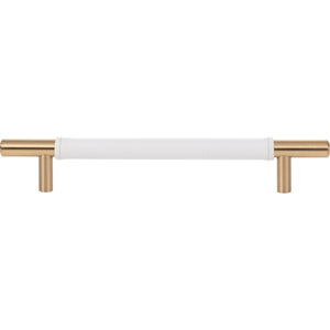 Atlas Homewares Zanzibar White Leather Pull 6 5/16 Inch (c-c) Warm Brass