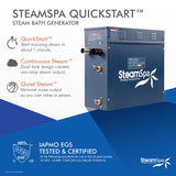 SteamSpa Royal 4.5 KW QuickStart Acu-Steam Bath Generator Package with Built-in Auto Drain in Polished Chrome RY450CH-A