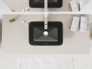 ANZZI LS-AZ911MB Innovio Rectangle Glass Vessel Bathroom Sink with Matte Black Finish Showroom