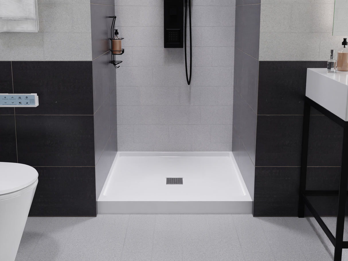 ANZZI SB-AZ102C ALEXANDER 36 in. x 36 in. Center Drain Shower Base in White