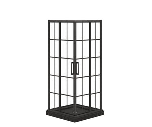 MAAX 107485-977-340-000 Scarlet 32 x 32 Acrylic Corner Drain Shower Kit in Black with French Glass in Matte Black